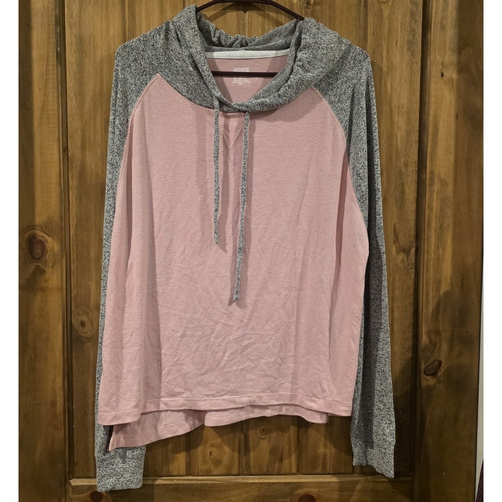 Victoria Secret PINK Large Cozy Pullover‎ Hoodie Pink Gray Logo